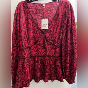 Knox Rose red boho top 2x